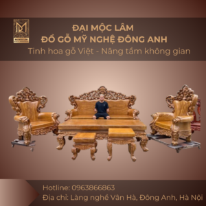 Bộ bàn ghế Luxury gỗ gõ Vàng